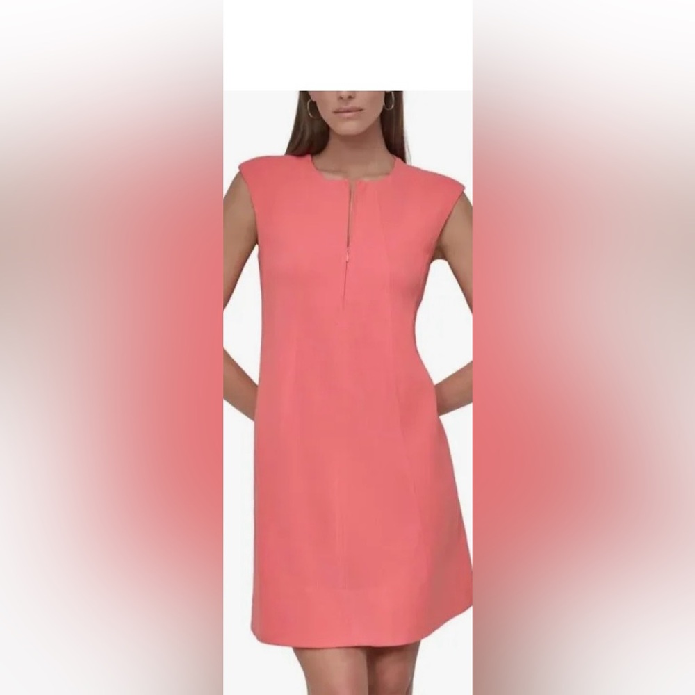 DKNY ( Donna Karan New York) Coral Pink Cap-Sleeve Shift Dress